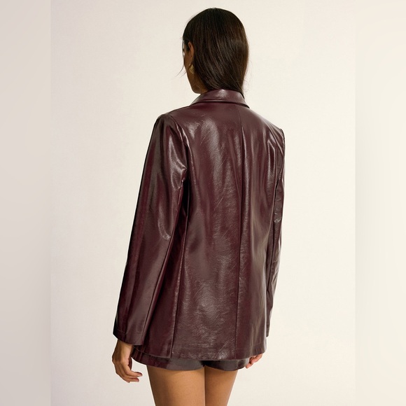 NWT - PU Leather Metal Button Lapel Pocket Blazer - Picture 4 of 6